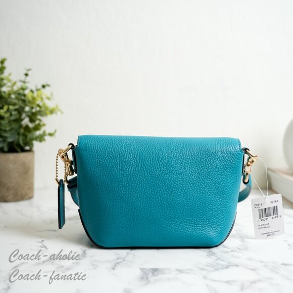 NWT Coach C2815 Karlee Crossbody Bag Pebble Leather in Teal - Picture 6 of 9